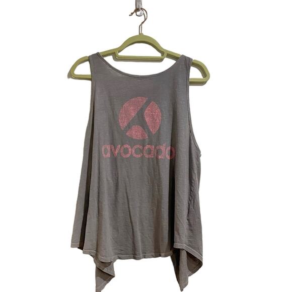 Avocado Grey Split Back Work Out Tank Top Sz L - Picture 1 of 11